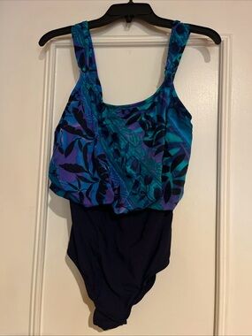 Sirena Signatures Vintage One-Piece Swimsuit - Blue Teal Graphic